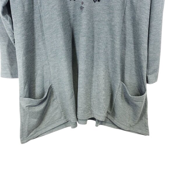 Logo Lavish Womens Embellished Tunic Top Pockets 3/4 Sleeves Relaxed Fit Size L - Picture 3 of 8